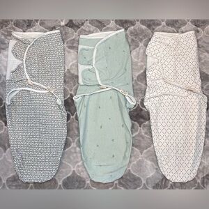 KeaBabies 3-Pack Soothe Swaddle Wraps- Printed Grey/Sage/White Size OS (0-3M)